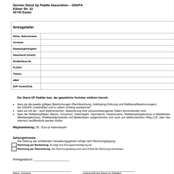 Mitgliedsantrag GSUPA